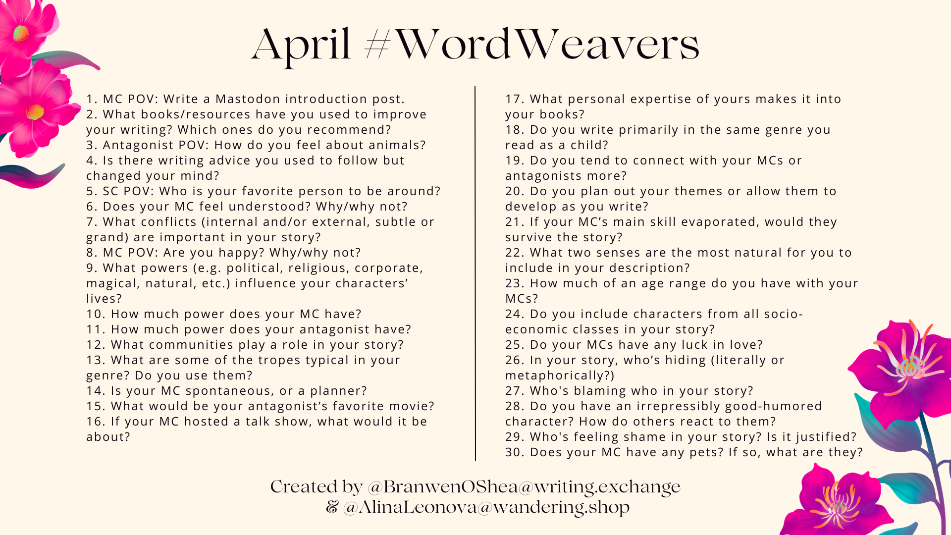 30 writing prompts for April 2024